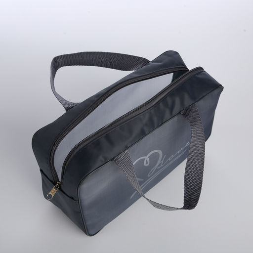 Косметичка-сумка на молнии в сетку, большая, с ручками, серая - Simaland фото 3