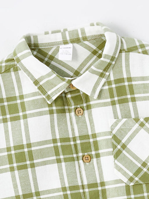 Uzun Kollu Ekose Desenli Erkek ?ocuk Oduncu G?mlek