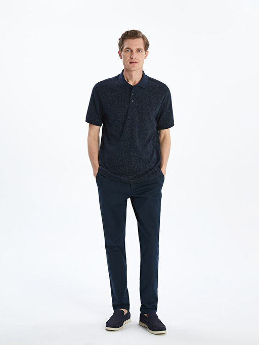 Polo Yaka K?sa Kollu Desenli Erkek Ti??rt