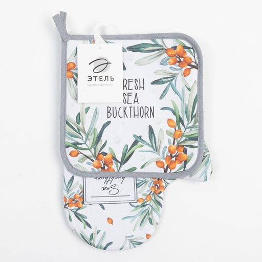 Набор Кухонный Berry garden, варежка-прихватка 20х28см, прихватка 19х19см, 100% хлопок - Этель фото 6