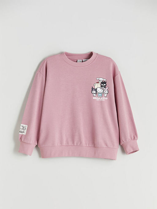 Bisiklet Yaka Hello Kitty Bask?l? K?z ?ocuk Sweatshirt
