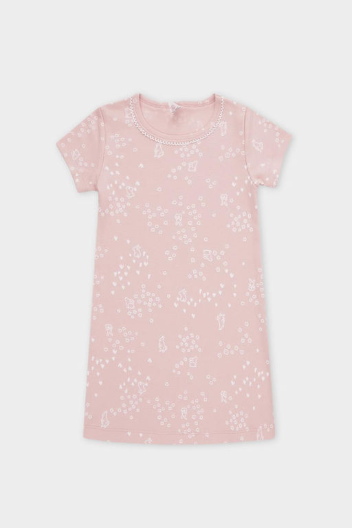 К 1156/дымчатая роза,зайчата сорочка ночная для дев