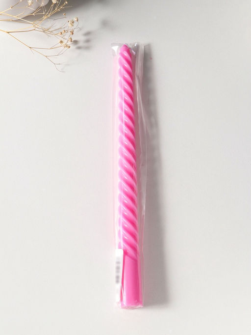 Цена за 3 шт. Свеча витая 25 см, 57 гр, 5 ч, цв. розовый