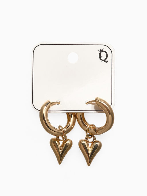 Серьги-трансформеры Сердце под гематит, цвет золото