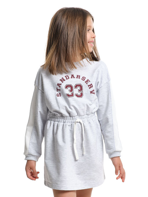 Платье для девочки UD 8058 св.серый меланж - Mini maxi фото 5