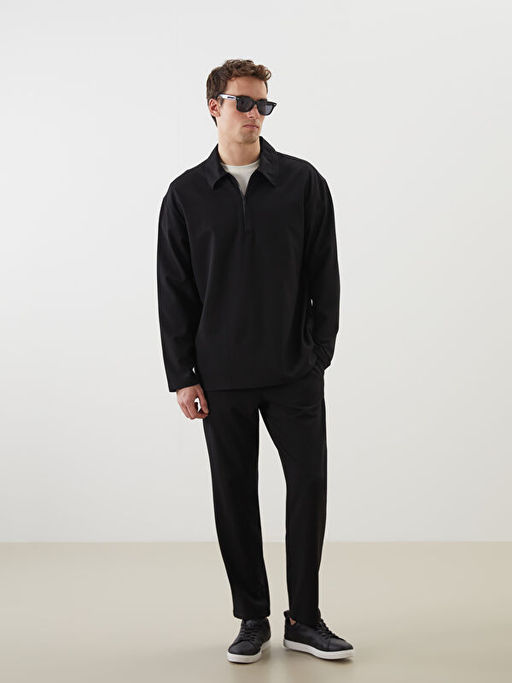 Polo Yaka Uzun Kollu Erkek Sweatshirt