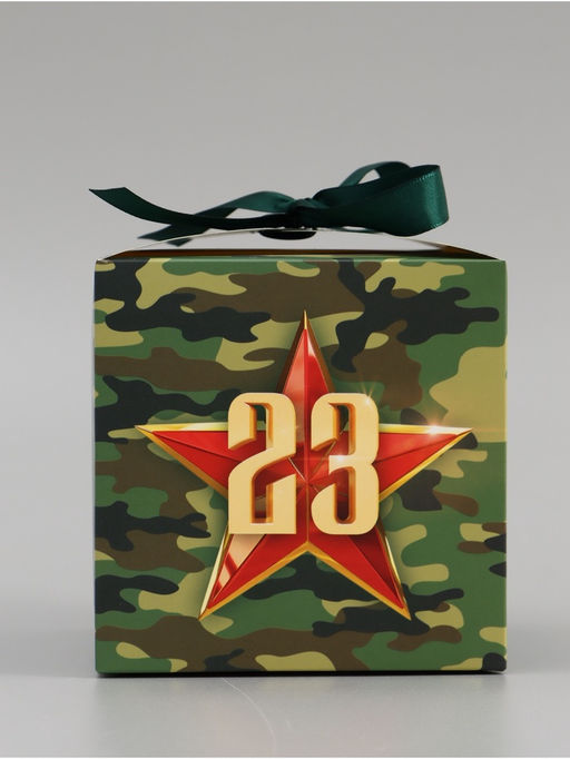 Цена за 3 шт. Коробка подарочная складная, упаковка, «С 23 февраля, камуфляж», 12×12×12 см