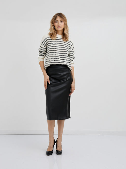 черная юбка-карандаш длины миди с разрезом - Glenfield фото 3