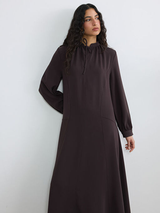 Ba?lama Yaka B?zg?l? Krep Elbise