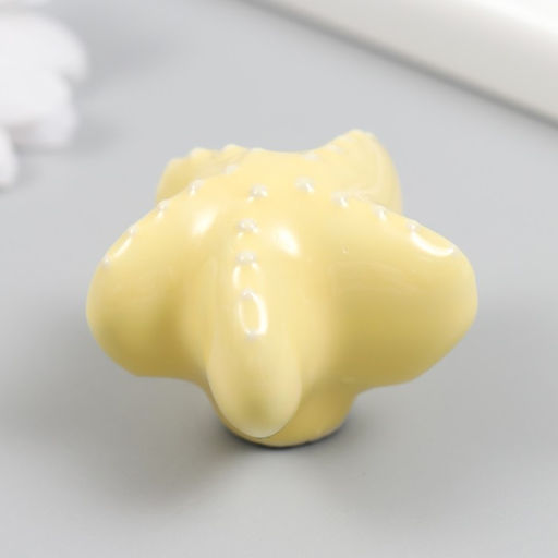 Ручка для шкатулки керамика, металл «Морская звезда», жёлтая, 4.6×4.6×3.3 см