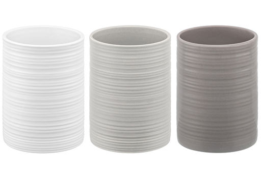 Набор 3 банок д/хранения 750 мл 10*10*14,6 см с бамбук. крышк с сил. упл. белая, св-серая, серая мат - Elan gallery фото 5