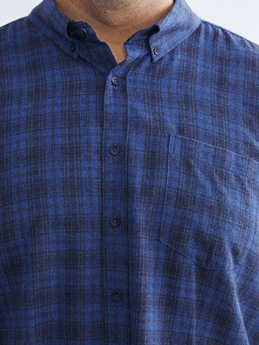 B?y?k Beden Regular Fit Uzun Kollu Ekose Erkek G?mlek