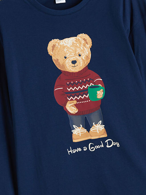 Ay? Teddy Bask?l? Erkek ?ocuk Pijama ?st