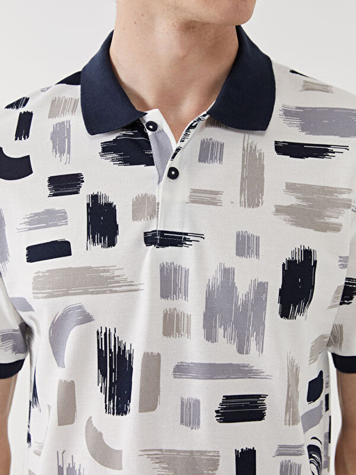 Polo Yaka K?sa Kollu Desenli Pike Erkek Ti??rt