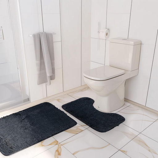 Набор ковриков для ванной и туалета Доляна Пушистик, 2 шт, 40?50, 50?80 см, цвет серый  фото 7