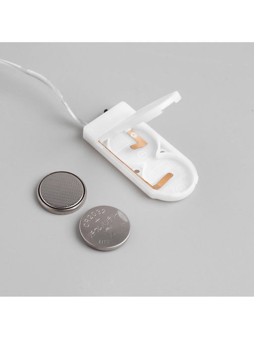 Гирлянда «Нить» 1 м роса, IP20, серебристая нить, 10 LED, батарейки CR2032х2 (в комплекте), свечение синее