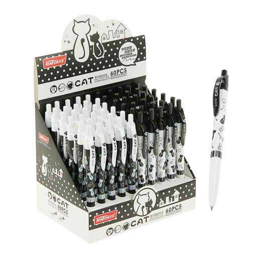 Цена за 60 шт. Ручка шариковая, автоматическая Кошки, 0.5 мм, стержень синий, корпус с рисунком, корпус МИКС