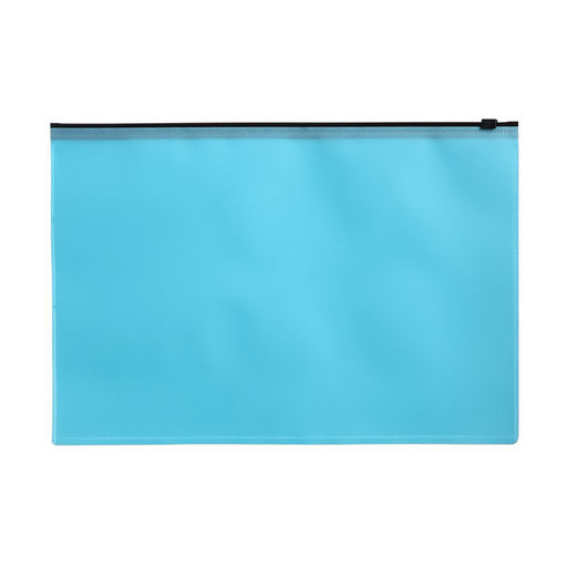 Цена за 12 шт. Папка-конверт на ZIP-молнии A4, 180 мкм, Calligrata Pastel, полупрозрачная, чёрная молния, голубая