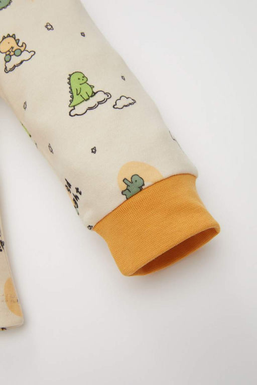 Пижамный комплект с длинными рукавами и принтом динозавров для маленьких мальчиков - Defacto фото 4