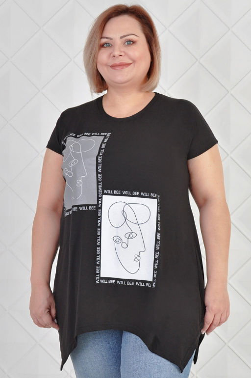 Арт. 3670 Футболка женская 46-56 (6 шт) Цвет:черный - Калинка фото 9