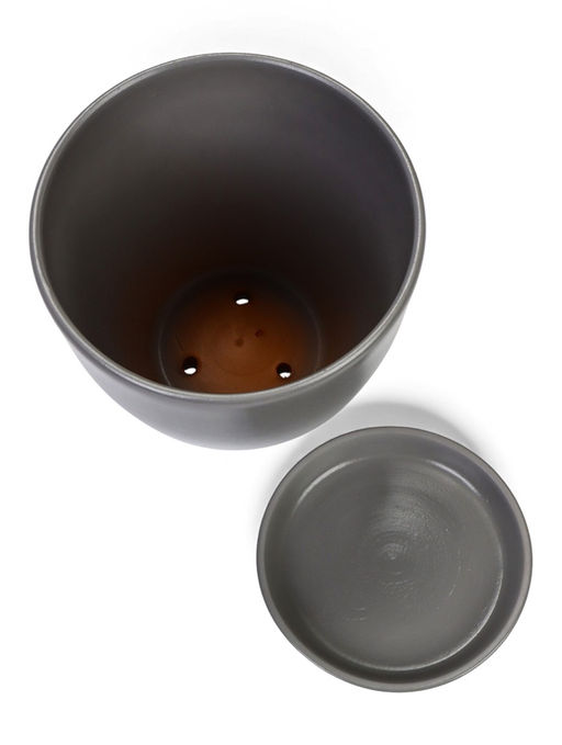 Горшок цветочный с поддоном 5 л, d122/h19,5 см серый керамика, "Туман" (М)