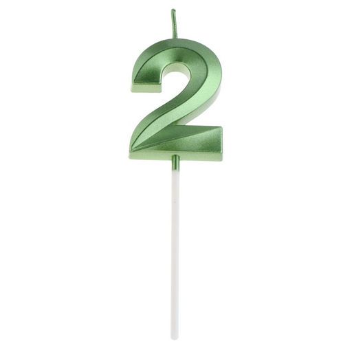 Цена за 2 шт. Свеча в торт на шпажке «Цифра 2», зеленая, 5 см