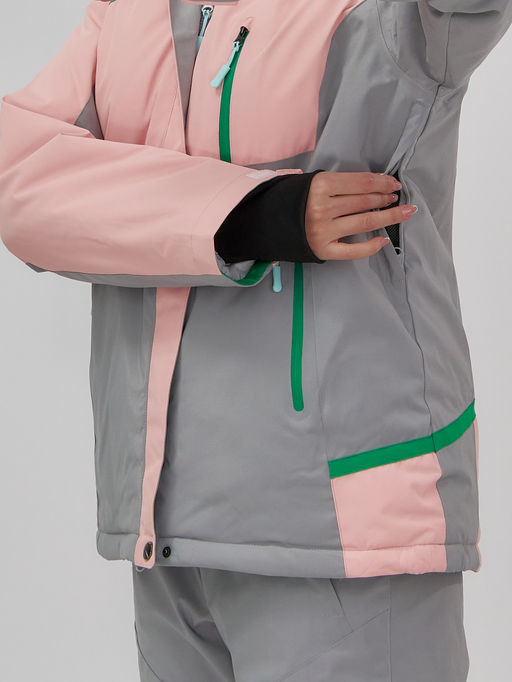 Гоннолыжная куртка женская зимняя персикового цвета 709P - Chunmai фото 5
