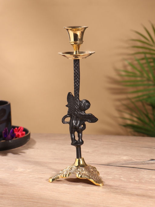 Подсвечник на 1 свечу «Купидон», латунь, чёрный с золотом, 8.5×8.5×23.5 см