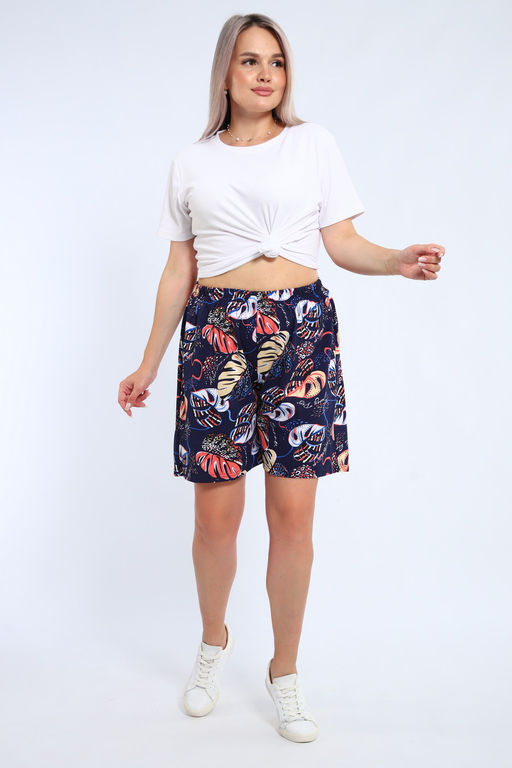 Шорты женские из кулирки Цветник папоротник макси