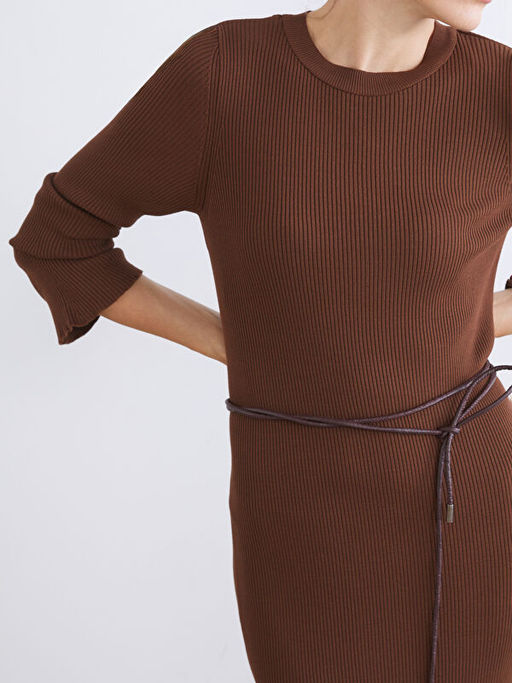 Bisiklet Yaka Triko Elbise