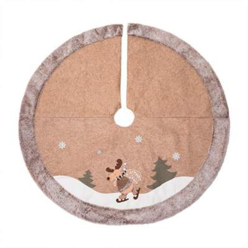 Новогодний коврик-юбка под ель "Рождественский олень", D-105 см., текстиль