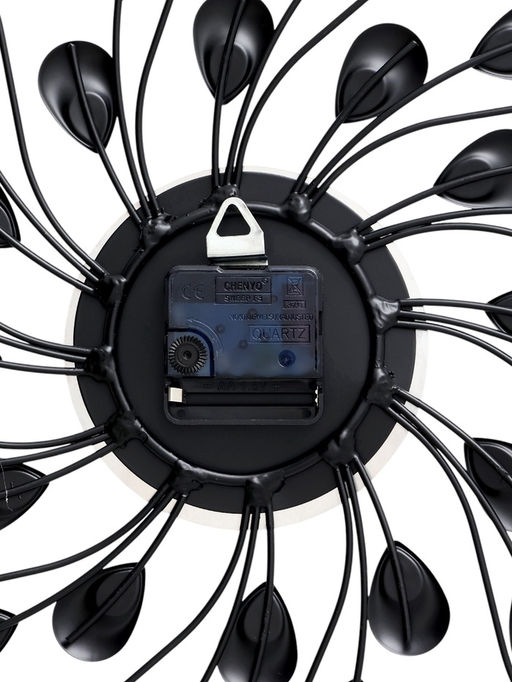 Часы настенные интерьерные Лепестки с кристаллами, серия: Ажур, бесшумные, плавный ход, 38?38 см, d=13 см, от батарейки 1?АА