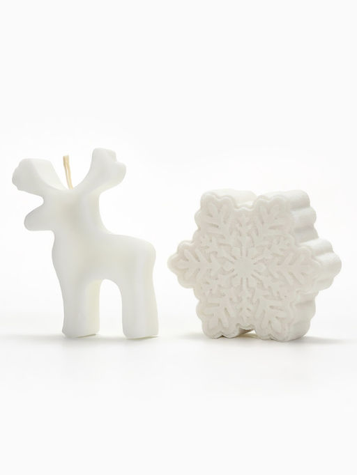 Подарочный набор новогодний: бомбочка снежинка и фигурная свеча олень, URAL LAB