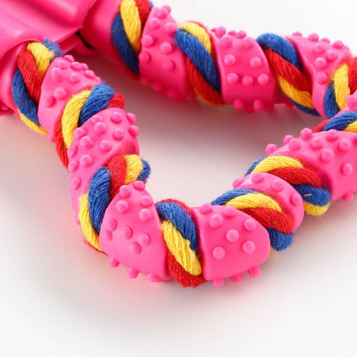 Игрушка витая из резины и каната Мегакость, 19,5 см, розовая - Пижон фото 3