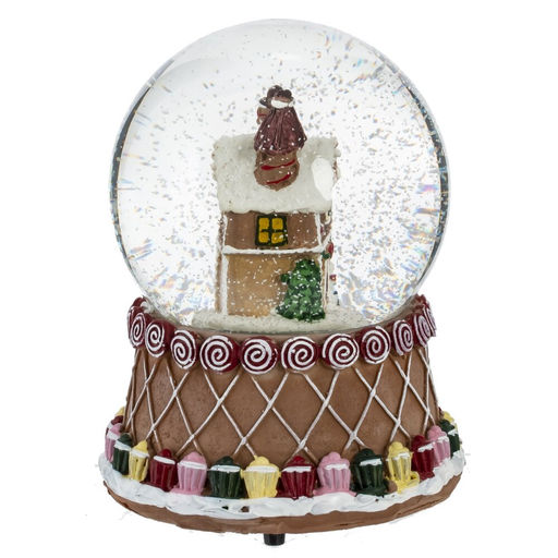 Фигурка декор в стекл шаре "Пряник" (подсв, муз, вьюга, AAAх3 н/п), D 9.5 см, L10,5 W10,5 H15 см