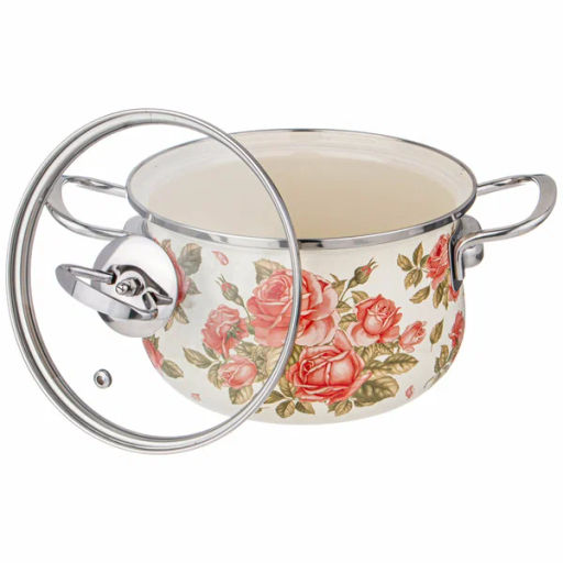 Набор кастрюль эмалированных серия Корейская роза, 6пр. 2,0/2,8/3,6л, 934-717 - Арти-м фото 3