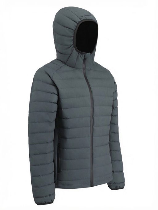 Куртка мужская стёганая с капюшоном с графеновой подкладкой цвета хаки 9623_1Kh