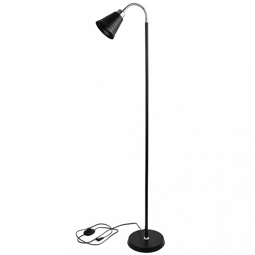 Светильник напольный (торшер) "Кассия" д21см h157см, абажур металлический д11,8см, h10,5см, цвет - черный матовый, основание металлическое разборное д21см h150см, цвет - черный матовый, в коробке (Китай)