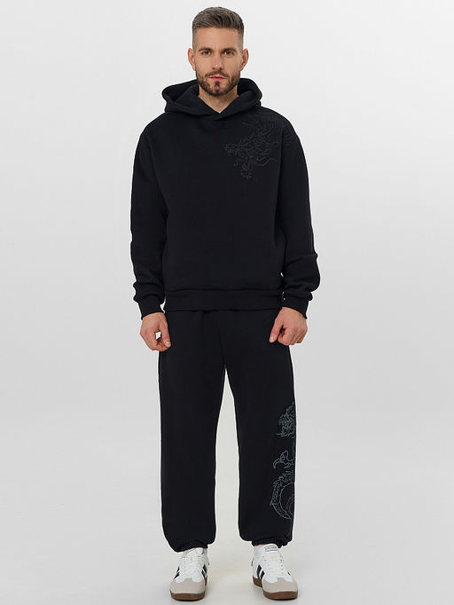 Теплые брюки джоггеры мужские черные с начесом - Mark formelle фото 4