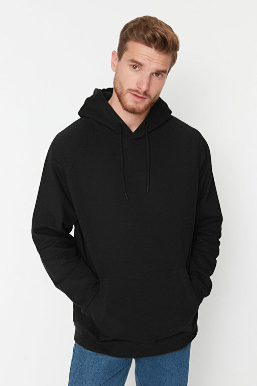Siyah Basic Oversize/Geni_ Kesim Kap__onlu __i Polarl_ Sweatshirt TMNAW23SW00192 - Trendyolmilla фото 2