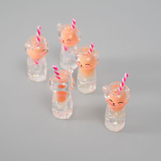 Цена за 5 шт. Подвеска для творчества акрил «Коктейль. Персик-кошка», светится в темноте, 3.4×1.8×1.8 см