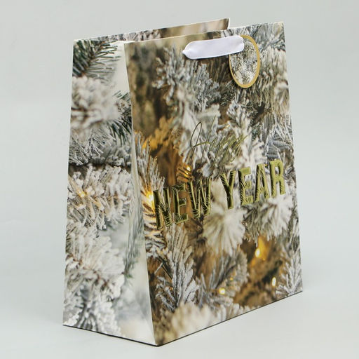 Пакет ламинированный вертикальный, конгревное тиснение Счастливого Нового года, ML 23 27 11.5 см - Дарите счастье фото 2