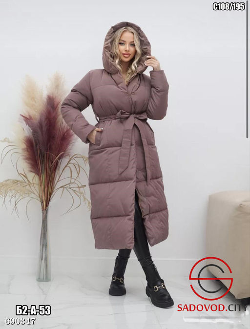 Женская зимняя длинная куртка с капюшоном