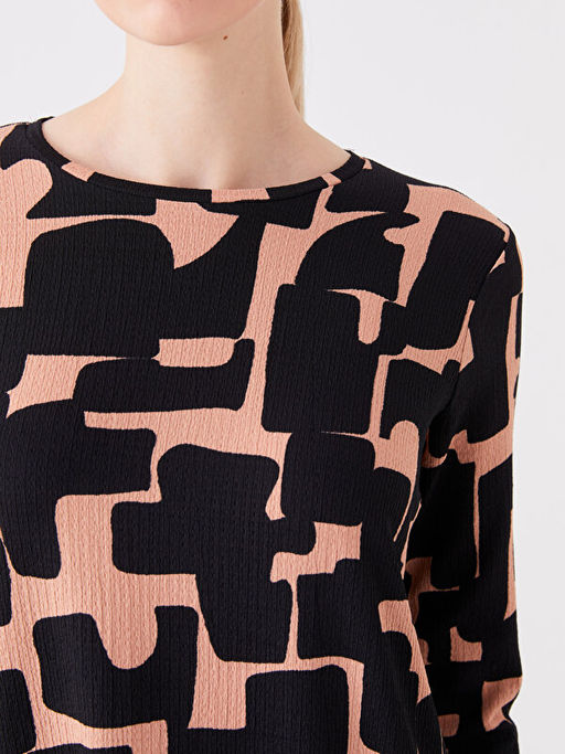 Bisiklet Yaka Desenli Uzun Kollu Kad?n Tunik