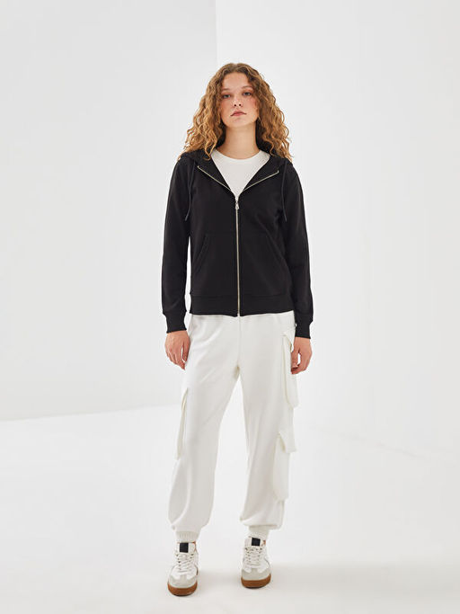 Kap??onlu Kad?n Fermuarl? Sweatshirt