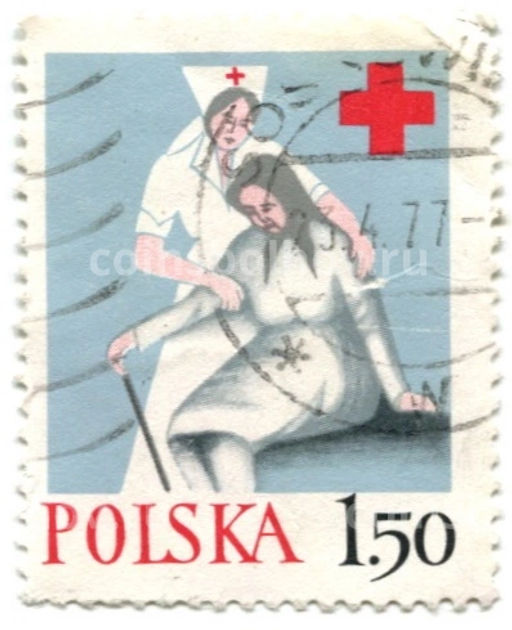 Марка Польский красный крест 1977 год Польша