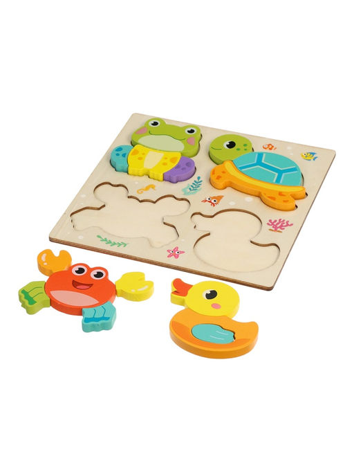 Развивающий 3D пазл «Зверята», деревянный