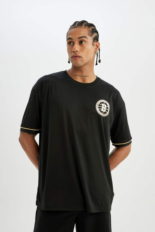 DeFactoFit Футболка свободного кроя NBA Brooklyn Nets с круглым вырезом из плотной ткани с короткими рукавами  фото 3