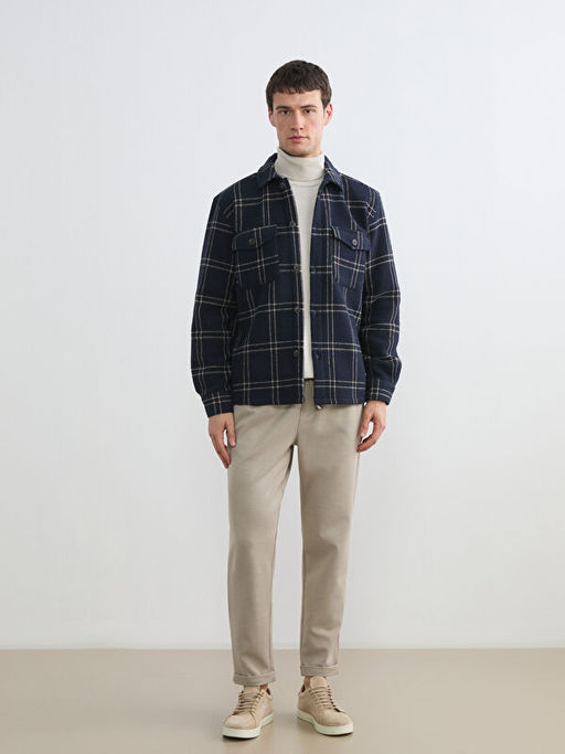 Regular Fit Ekose Erkek G?mlek Ceket