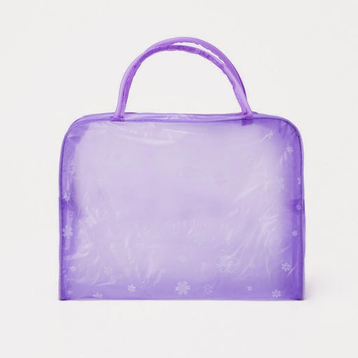 Цена за 2 шт. Косметичка-сумка на молнии для бассейна, с ручками, с принтом Цветы, сиреневая - Simaland фото 2